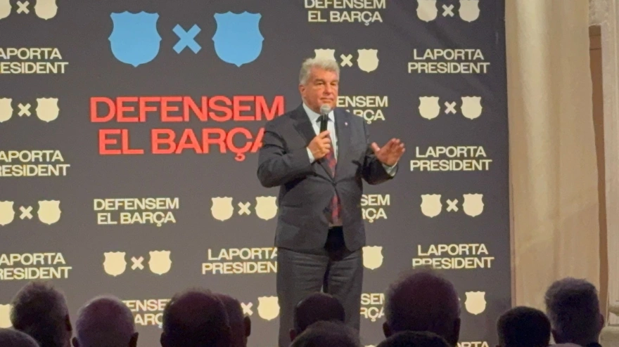 Joan Laporta, durante un acto de precampaña en Girona