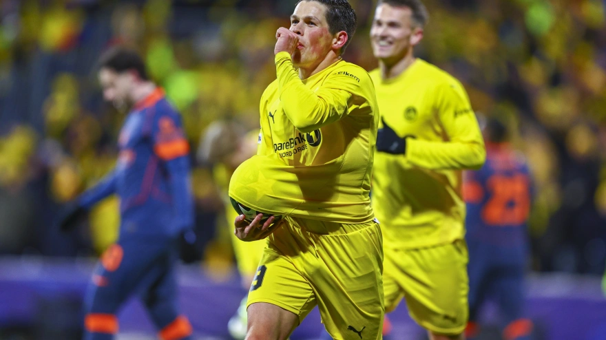 Los jugadores del Bodo Glimt celebran uno de los goles ante el Inter