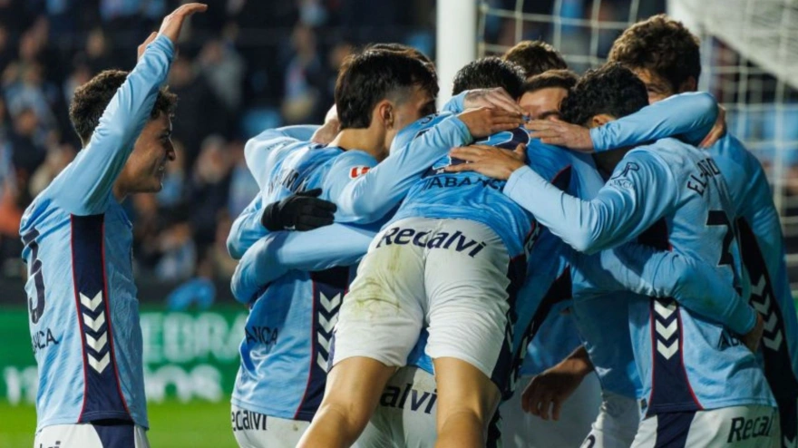 Los jugadores del Celta celebran el 1-0 contra el Mallorca