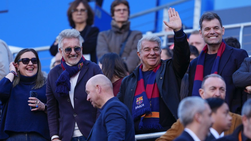 Joan Laporta, durante el Barcelona-Levante