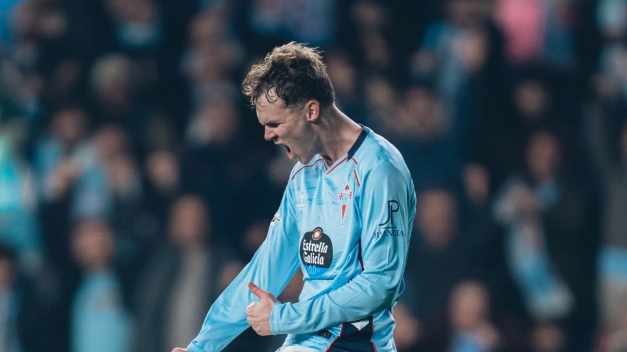 Williot Swedberg celebra el 1-0 del Celta contra el PAOK