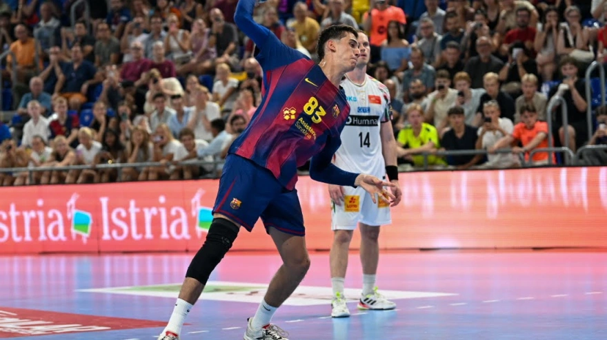 Barrufet en el partido contra el Magdeburgo en el Palau