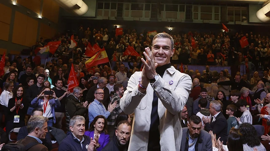 El secretario general del PSOE y presidente del Gobierno, Pedro Sánchez, este sábado durante el acto en Soria. EP