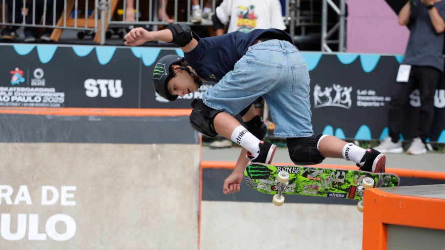 Egoitz Bijueska, durante el Mundial de skate celebrado en 2026 en Sao Paulo