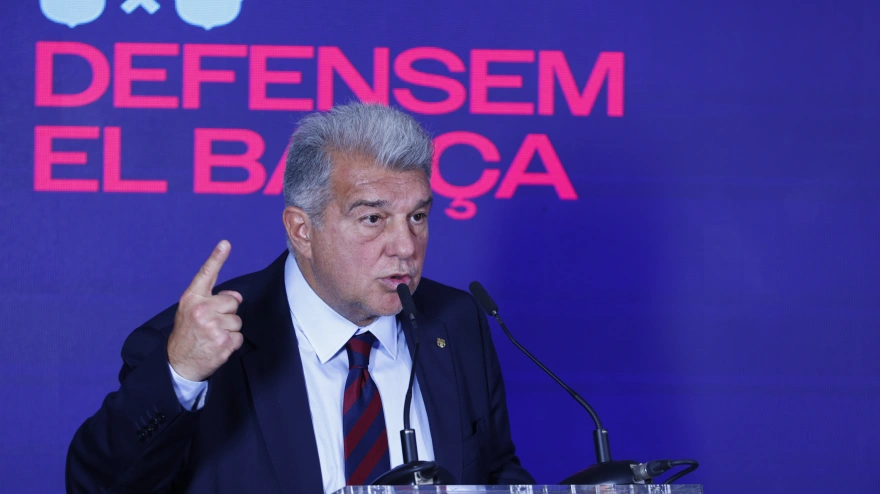 Joan Laporta, durante un acto de campaña
