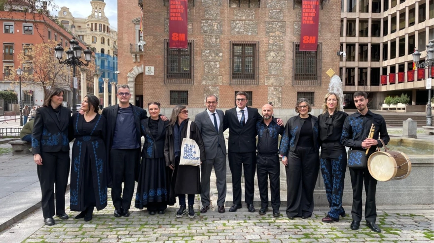 Equipo encargado de defender la candidatura de Cáceres 2031 en Madrid hoy