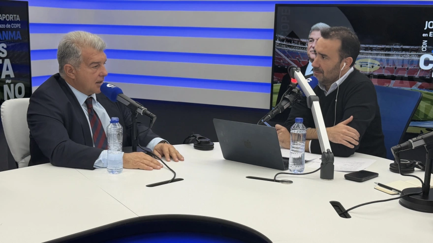 Joan Laporta con Juanma Castaño durante su entrevista en El Partidazo de COPE