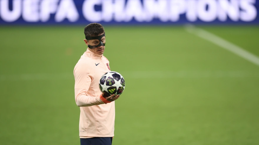 Robert Lewandowski, antes del partido ante el Newcastle
