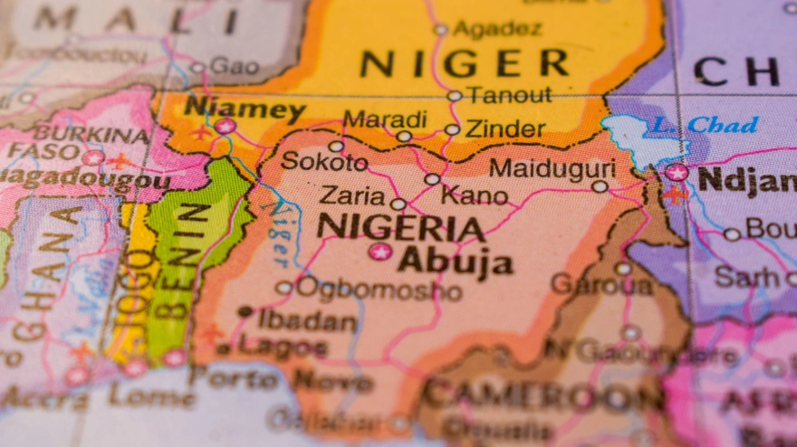 3A3BXYE Nigeria On The World Map-Geo Political Map