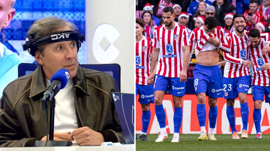 Paco González y los jugadores del Atlético del Madrid