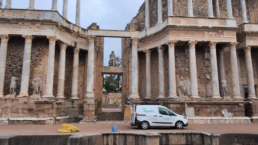 La tecnología de Aqualia viaja 2.000 años para proteger el corazón del Teatro Romano de Mérida