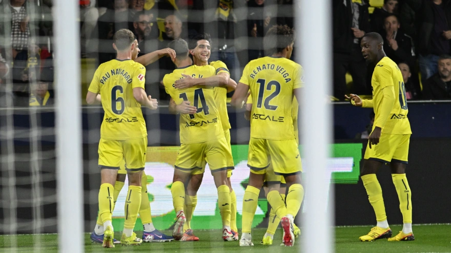 El Villarreal celebra su primer gol en el Villarreal - Real Sociedad