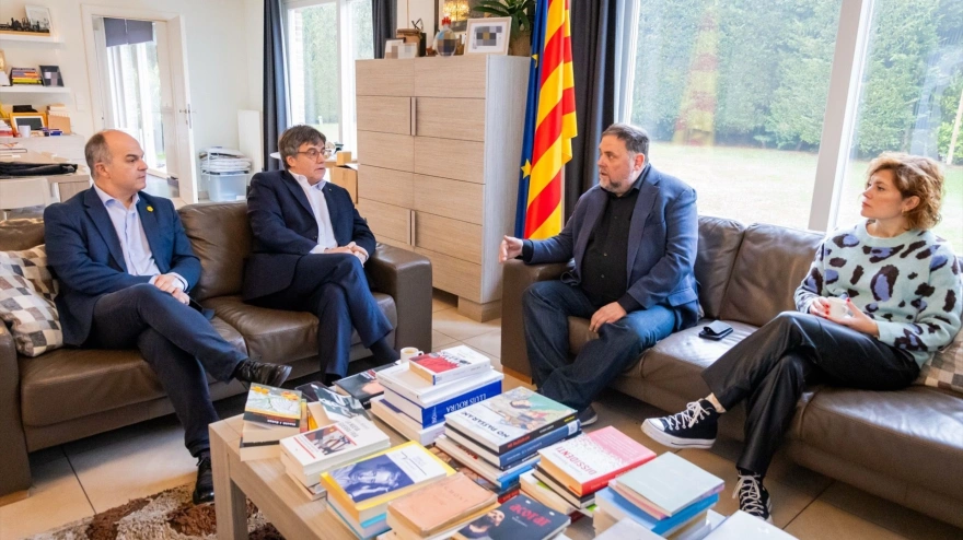 Puigdemont, Junqueras, Turull reunidos en Waterloo. Foto archivo