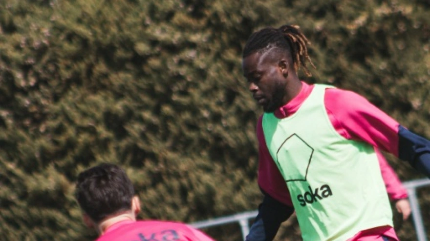 Imagen del entrenamiento del Huesca
