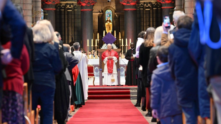 MONACO (Monaco), 28/03/2026.- Pope Leo XIV during a meeting with the catholic community in the Cathedral of the Immaculate Conception, Monaco, 28 March 2026. Pope Leo XIV is on apostolic journey to Monaco. (Papa) EFE/EPA/ETTORE FERRARI