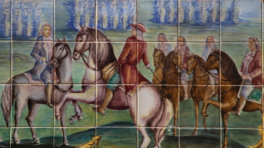 Guerra de Sucesión Española. Batalla de Almansa, 1707. Panel de azulejos, plaza España, Sevilla. España