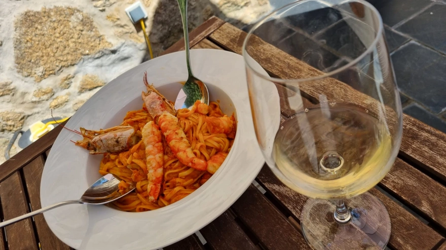 Tallarines con gambas