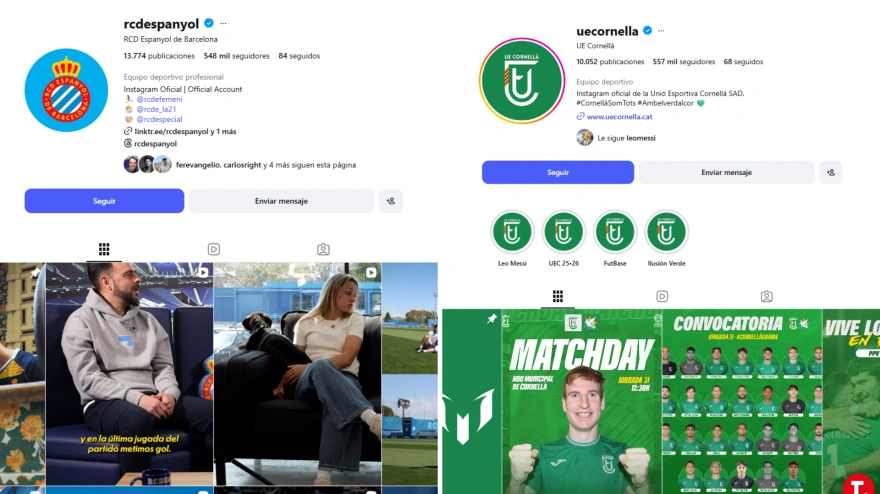 Seguidores instagram Espanyol y Cornellá