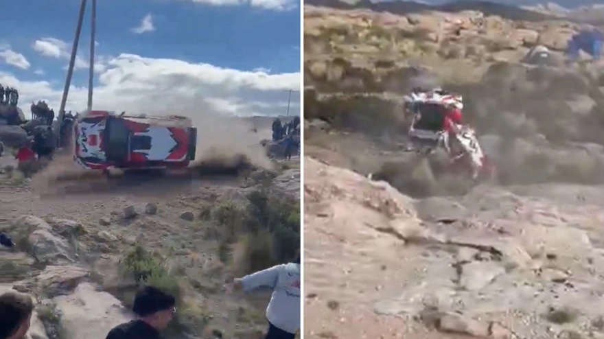 Momento exacto en el que el coche vuelca en la curva