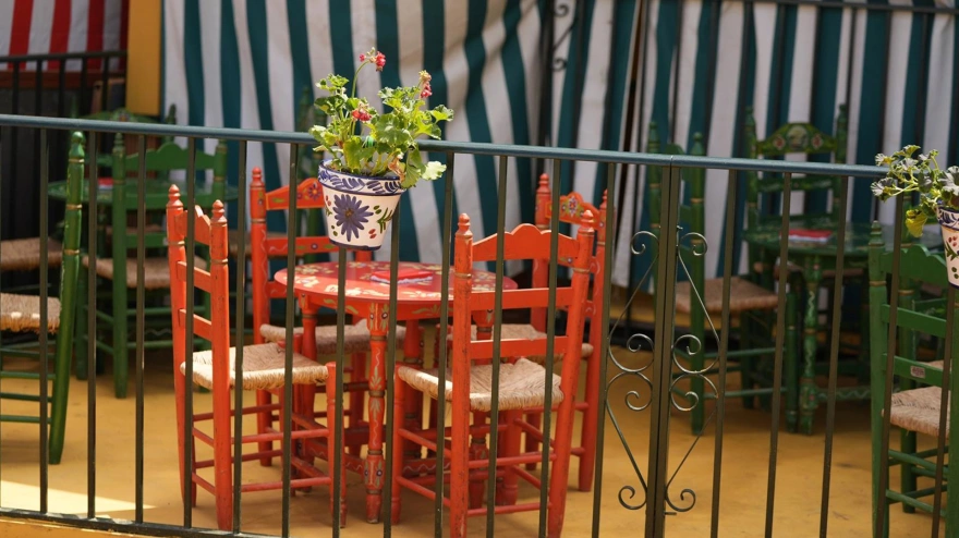 Casetas preparadas en la feria de Abril.