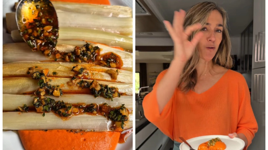 Puerros en salsa de piquillos