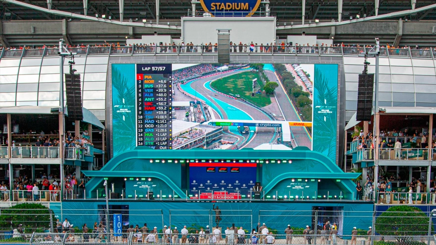 Imagen de una de las pantallas del circuito de Miami correspondiente al Gran Premio de 2025