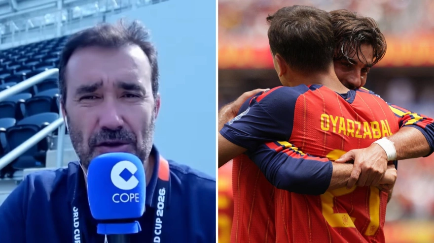 Juanma Castaño, Ferrán Torres y Mikel Oyarzabal