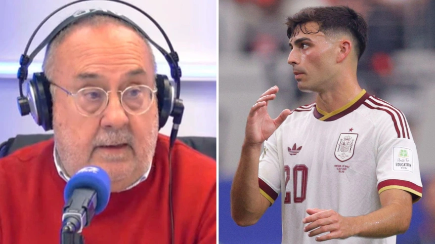 Alfredo Relaño y Pedri en el partido con Portugal
