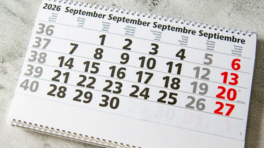 Calendario-agenda para el mes de septiembre de 2026