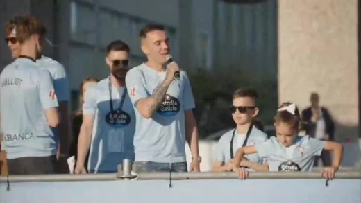 Iago Aspas celebra la clasificación para Europa del Celta