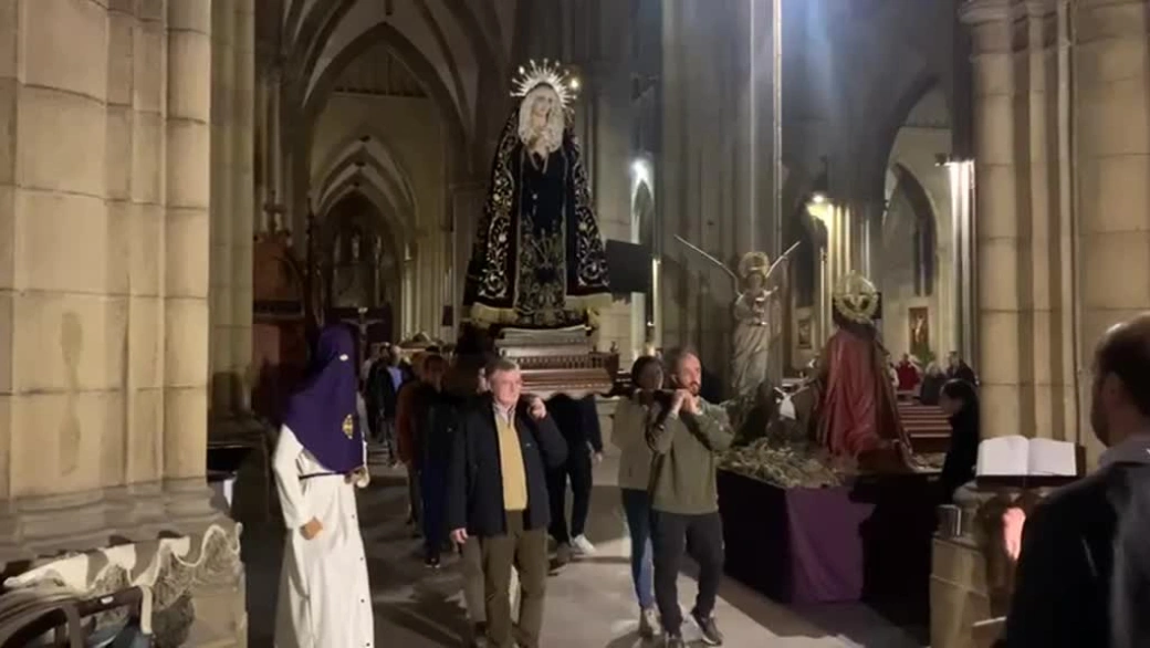 Ensayo de la Procesión de Viernes Santo en la Catedral del Buen Pastor de San Sebastián