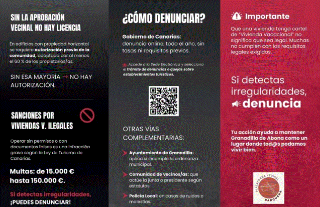 Cartel denuncia sobre las Viviendas Vacacionales de la Plataforma Vecinal Barquera